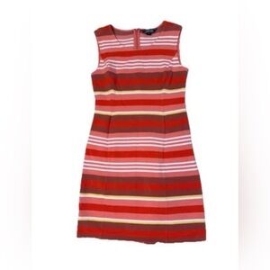 Sleeveless Red & Pink Striped Dress lands end 0P